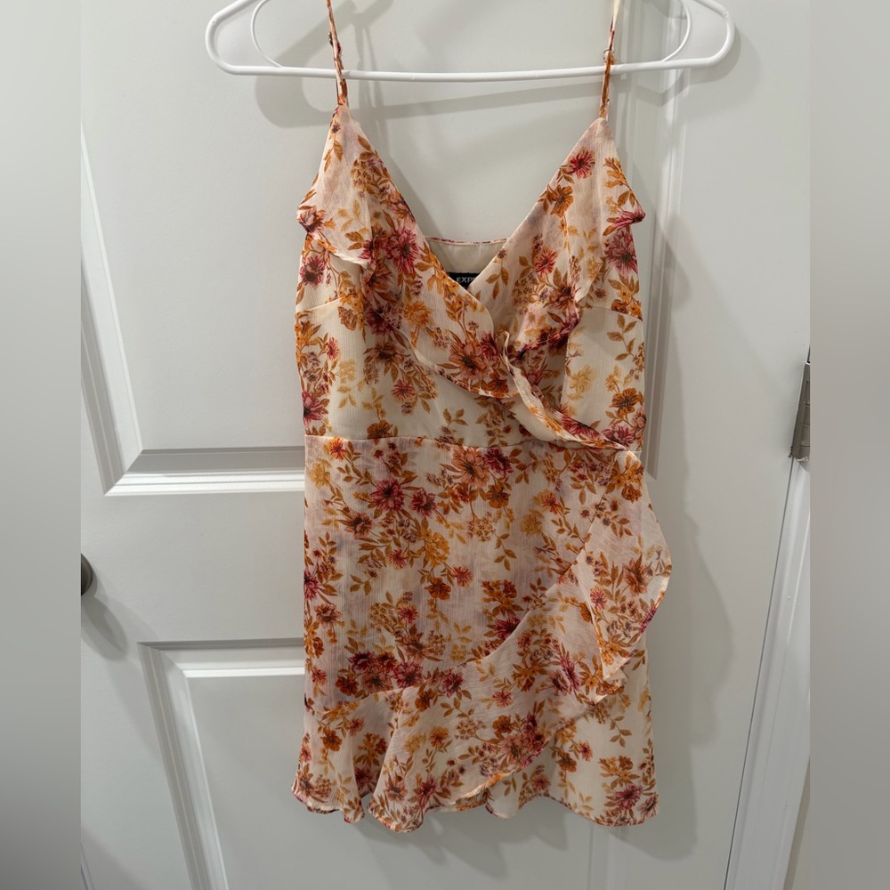 Express Floral Romper in Cream and Orange